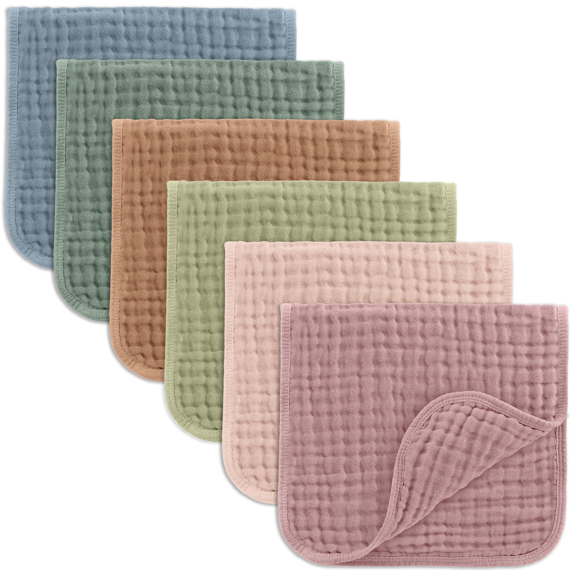 Muslin Burp Cloths-6 Pack Multicolor