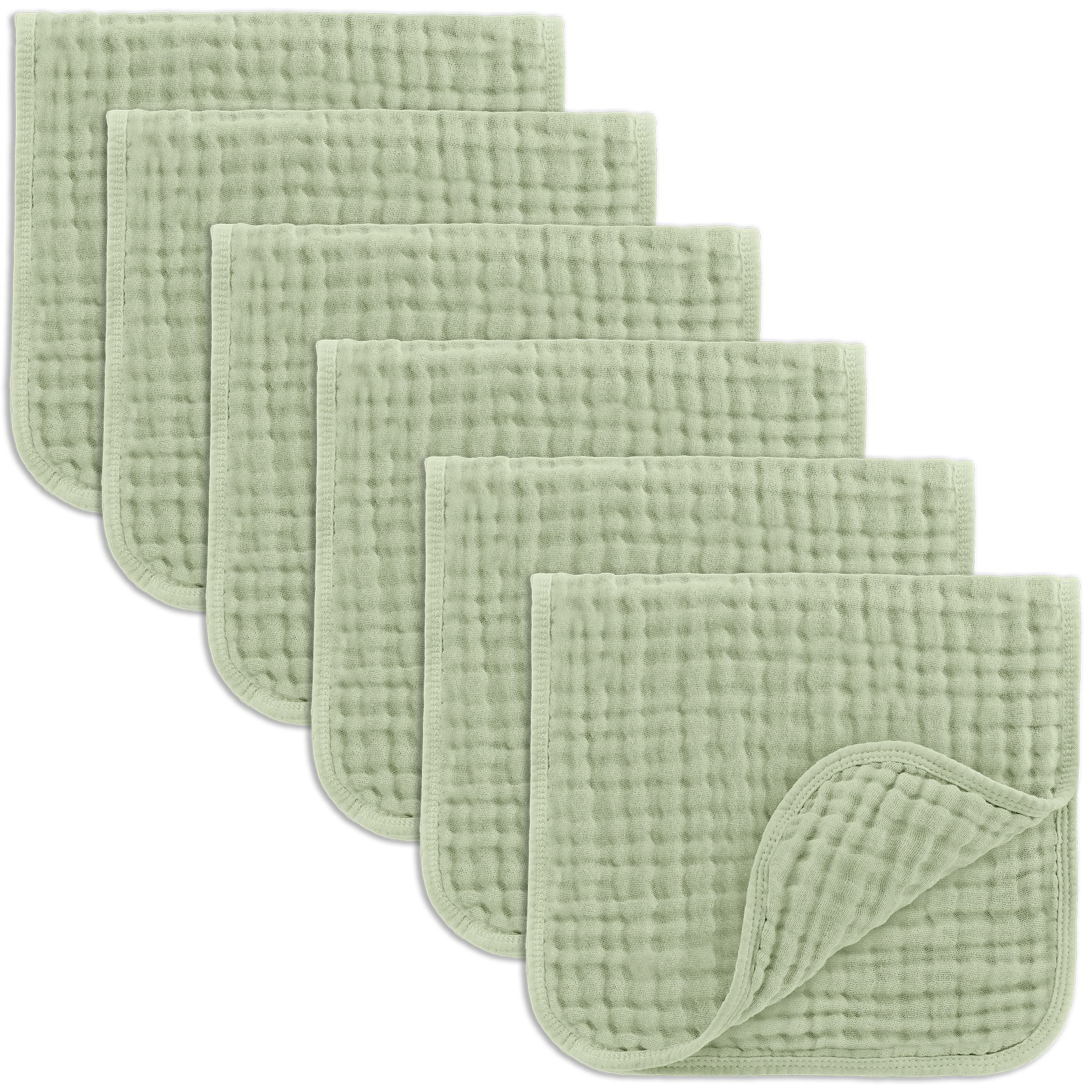 Muslin Burp Cloths-6 Pack (Sage)