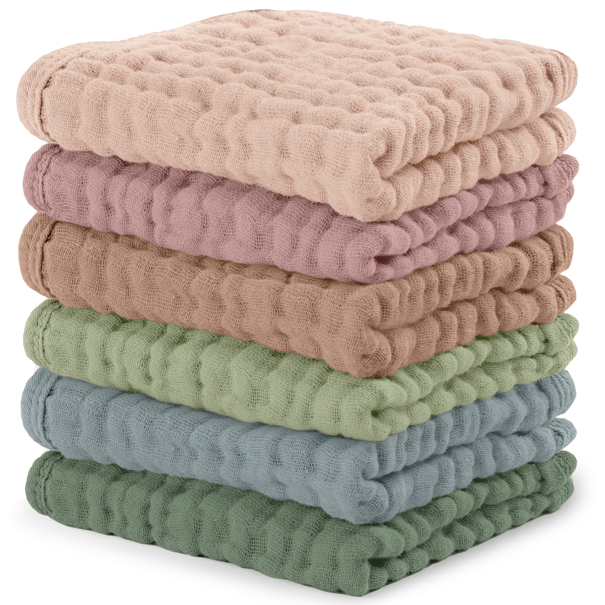 Muslin Washcloths- Multicolor 6 Pack