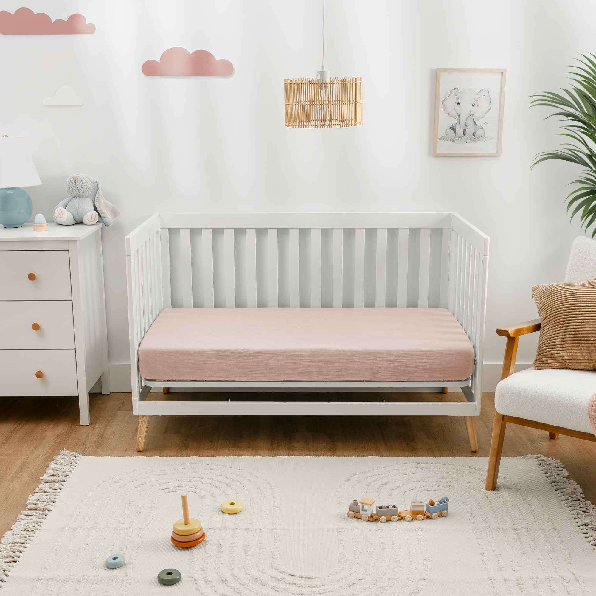 Muslin Fitted Crib Sheet - Blush