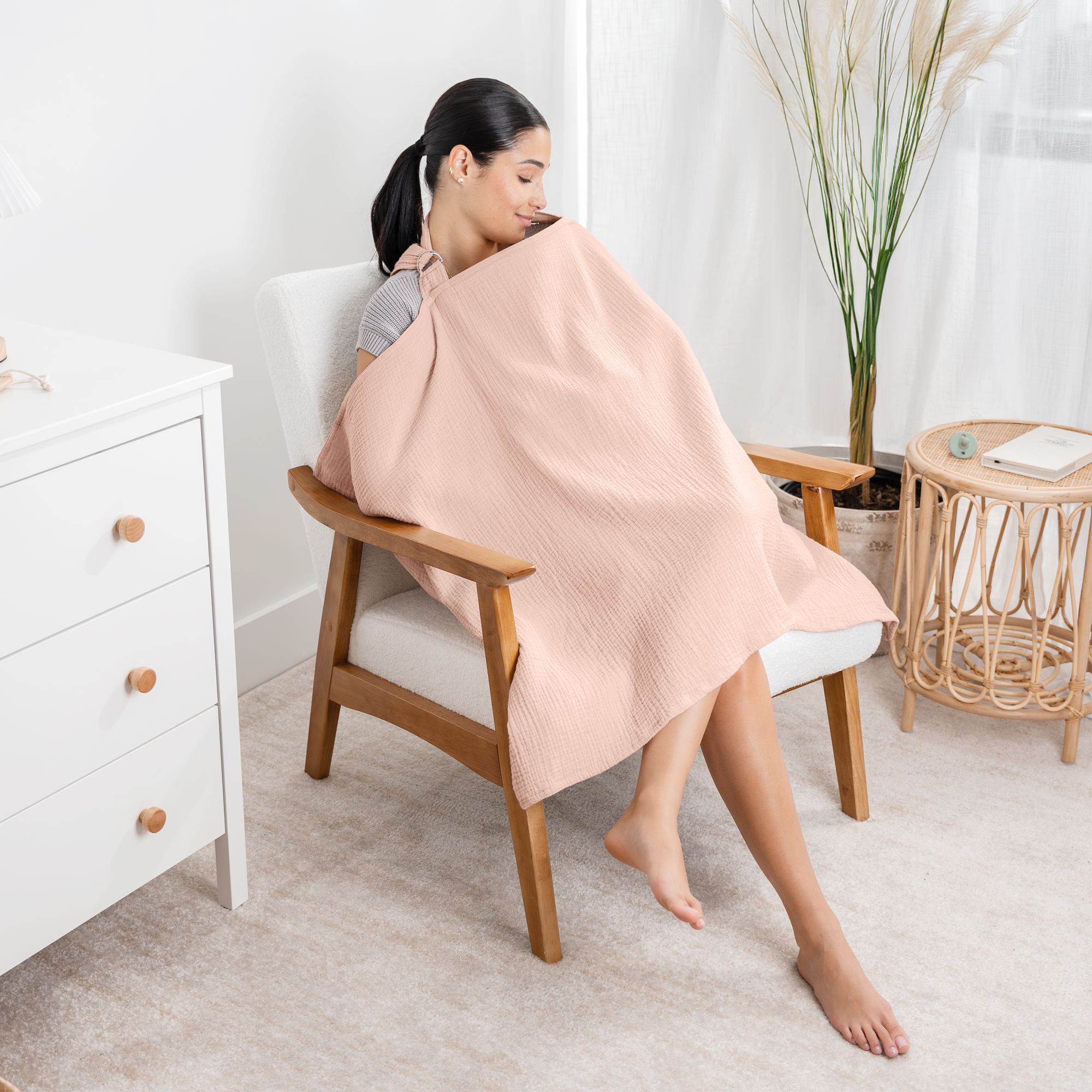 Muslin Nursing Cover-100% Muslin Cotton (Blush)