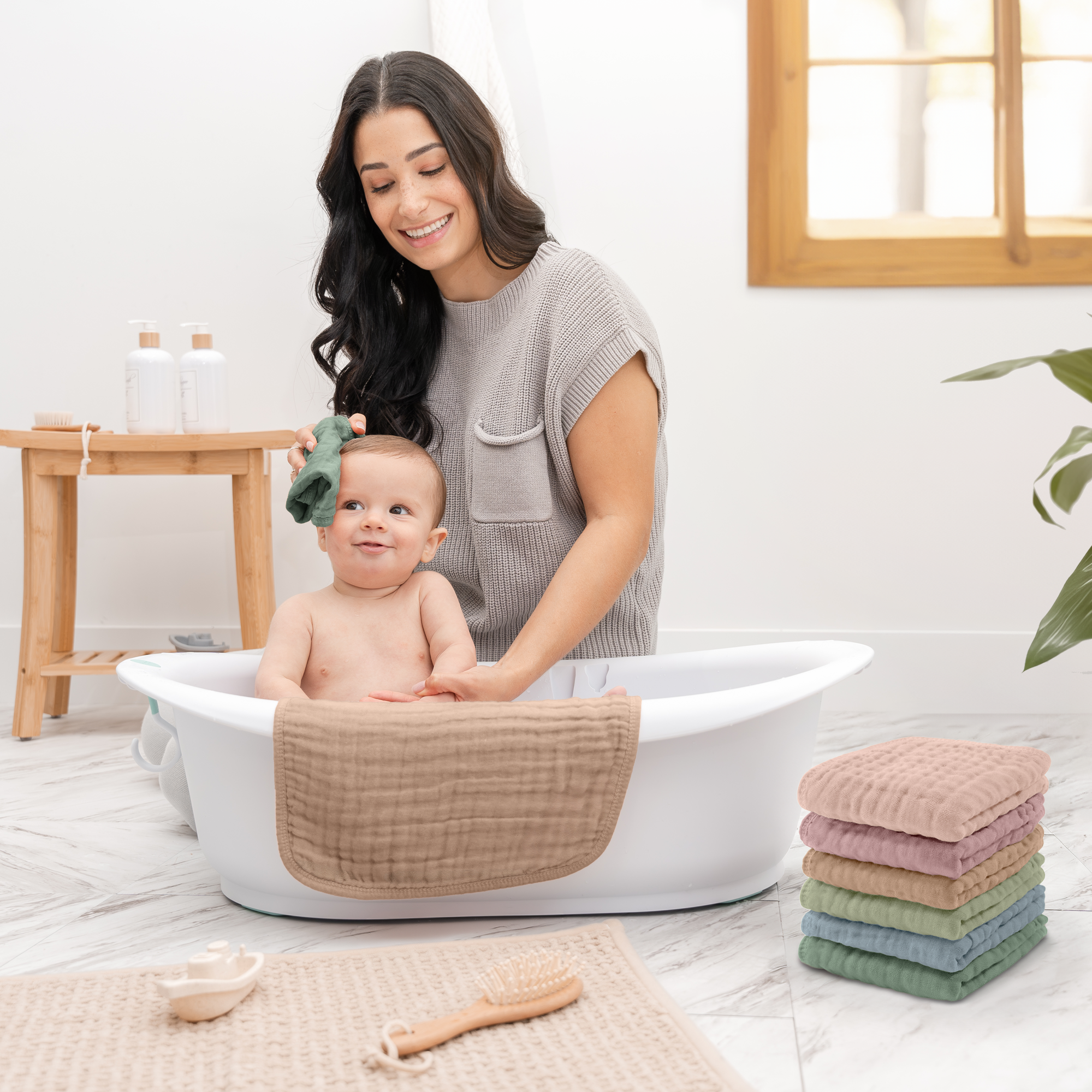 Muslin Washcloths- Multicolor 6 Pack