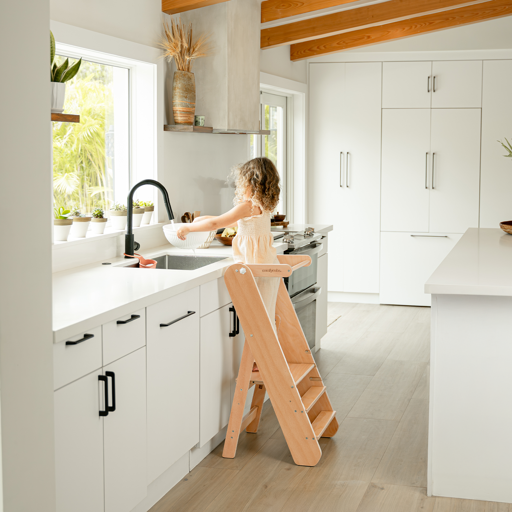 Kids Stool Step- Natural Wood