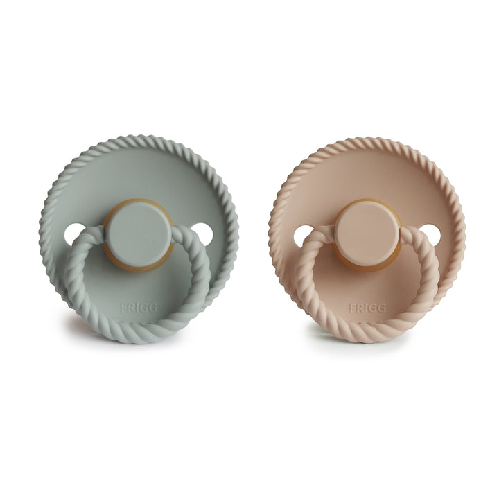 FRIGG Rope Natural Rubber Pacifier-2 Pack Sage/Croissant