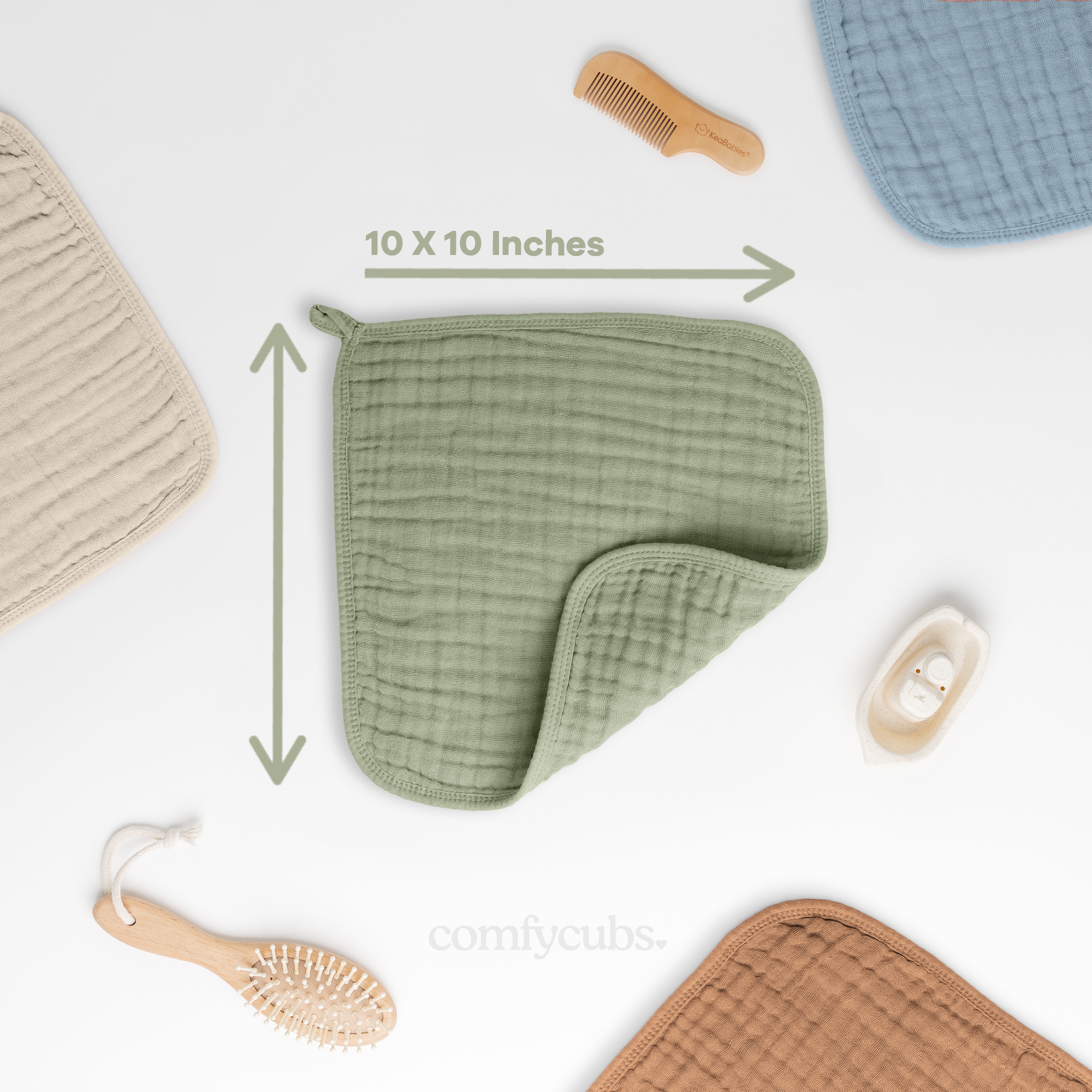 Muslin Washcloths-6 Pack (Sage)