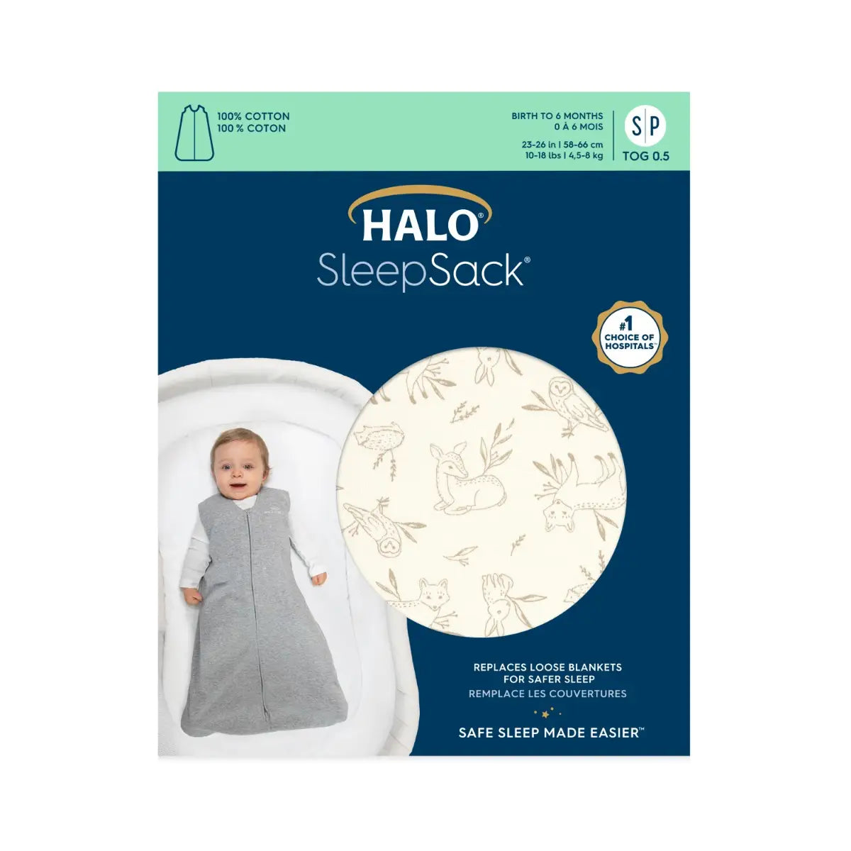 HALO Lullaby Forest 100% Cotton Sleepsack Wearable Blanket