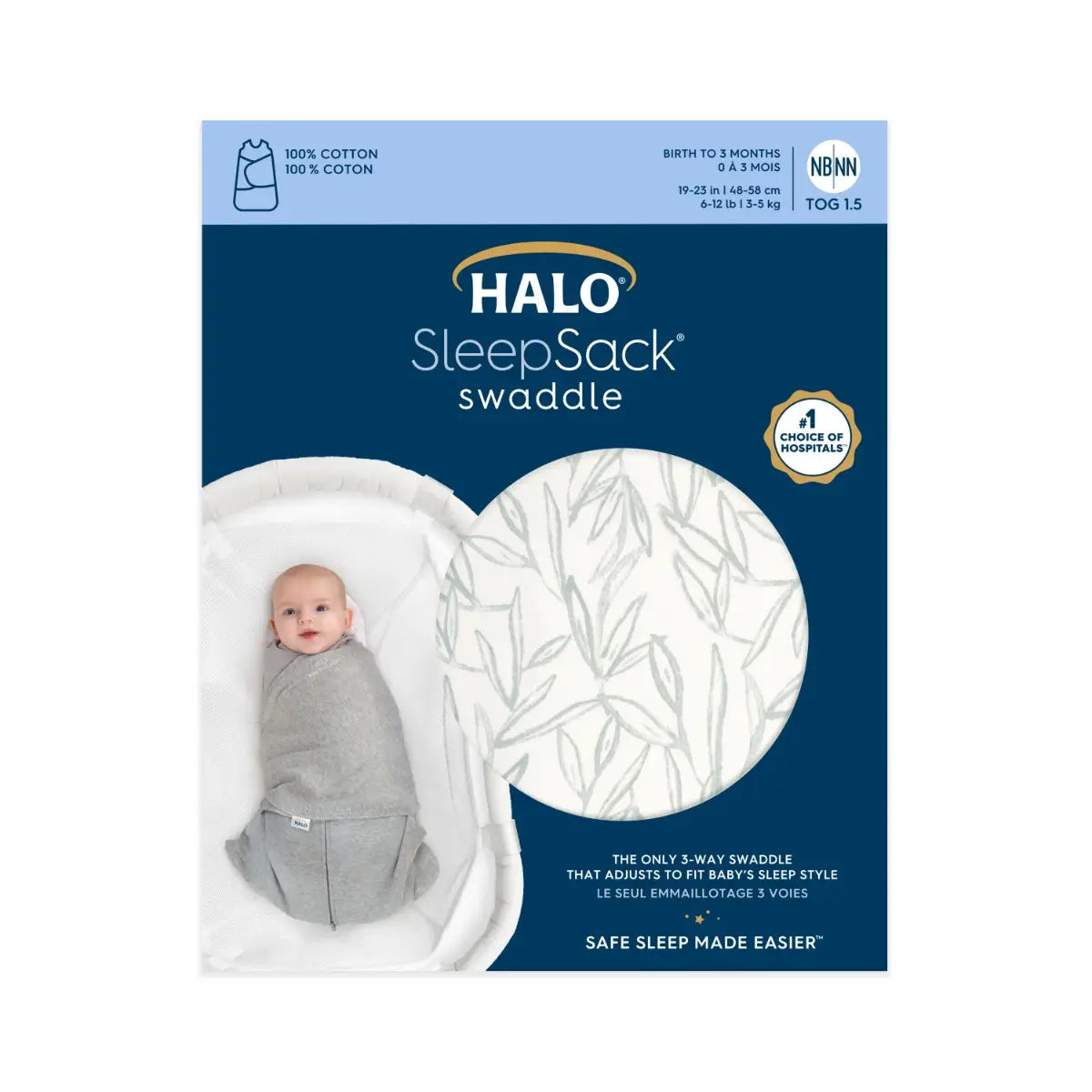 HALO Leaves 100% Cotton Sleepsack Swaddle