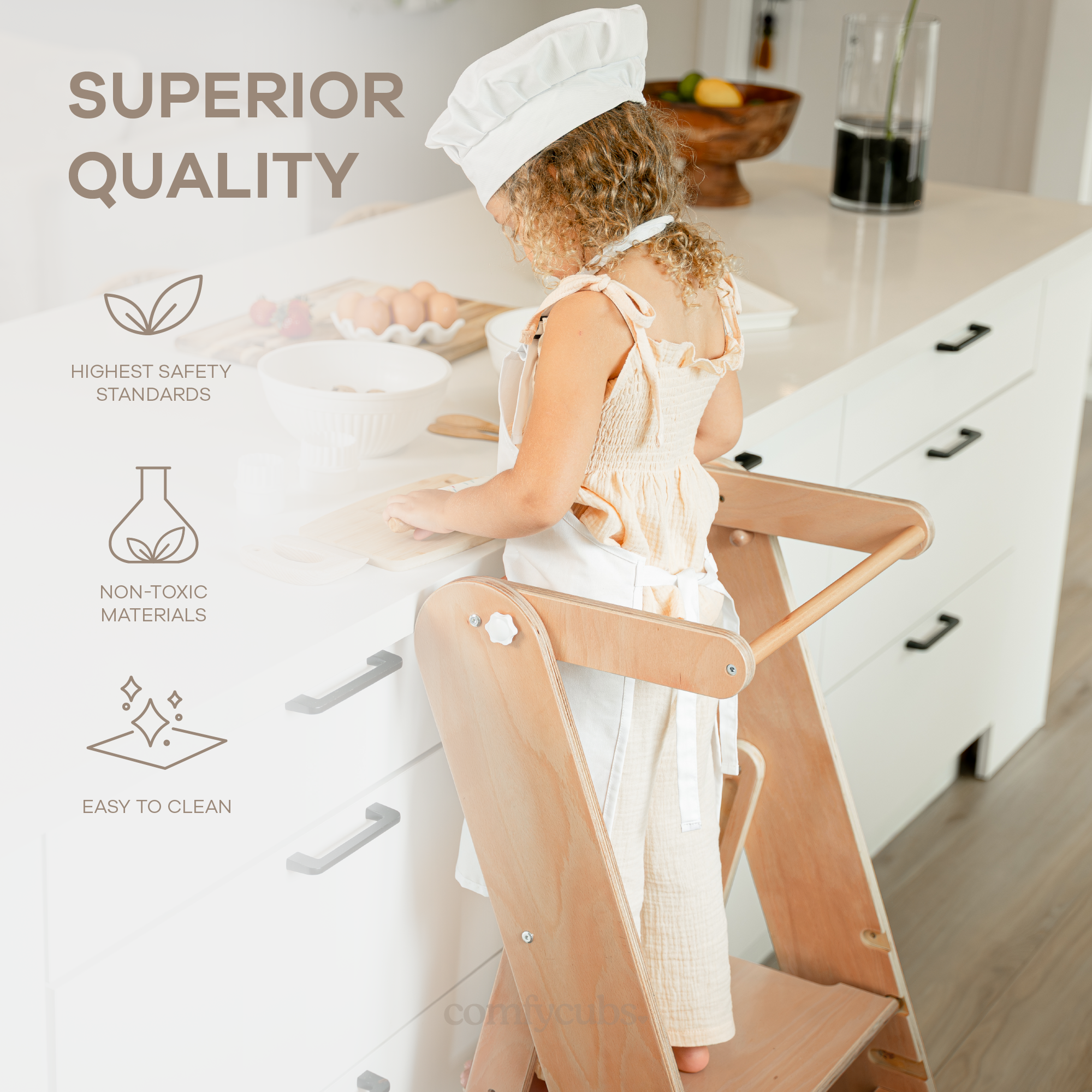 Kids Stool Step- Natural Wood