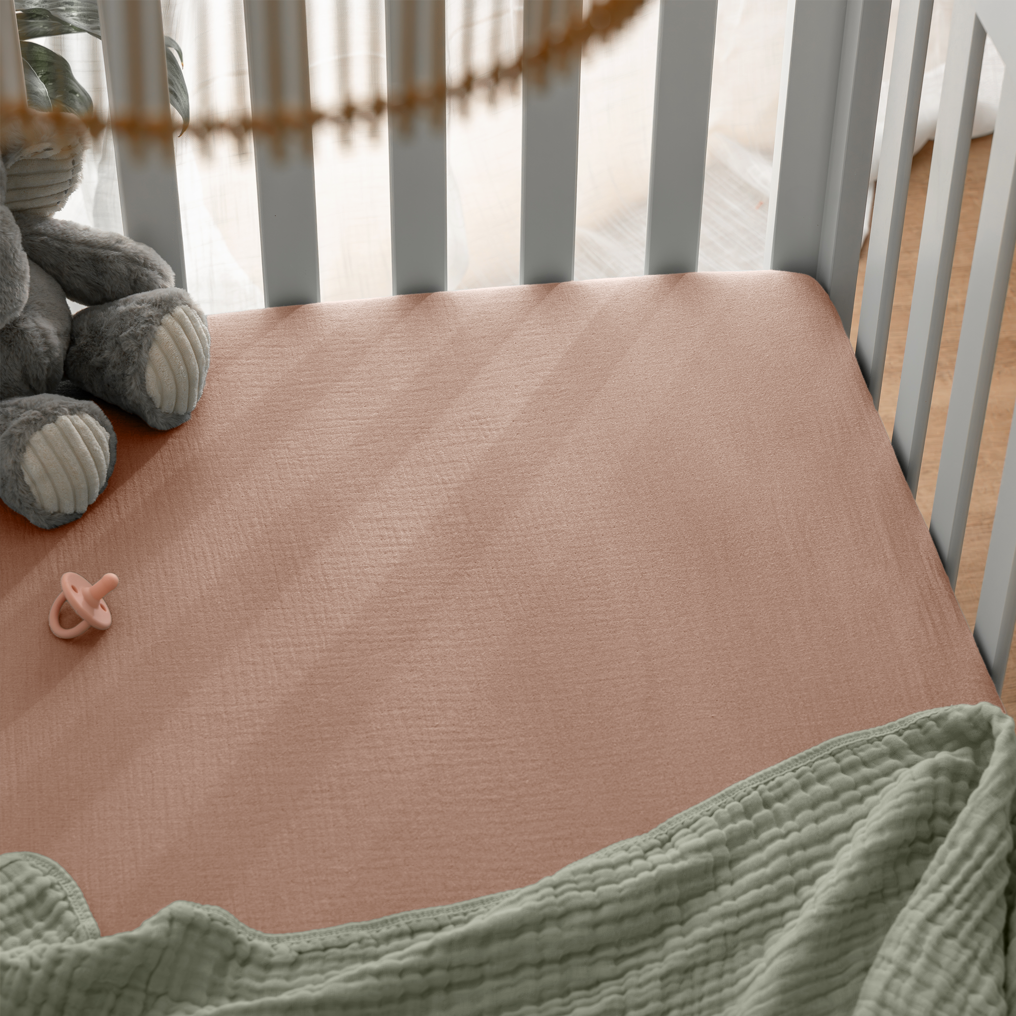 Muslin Fitted Crib Sheet - Blush