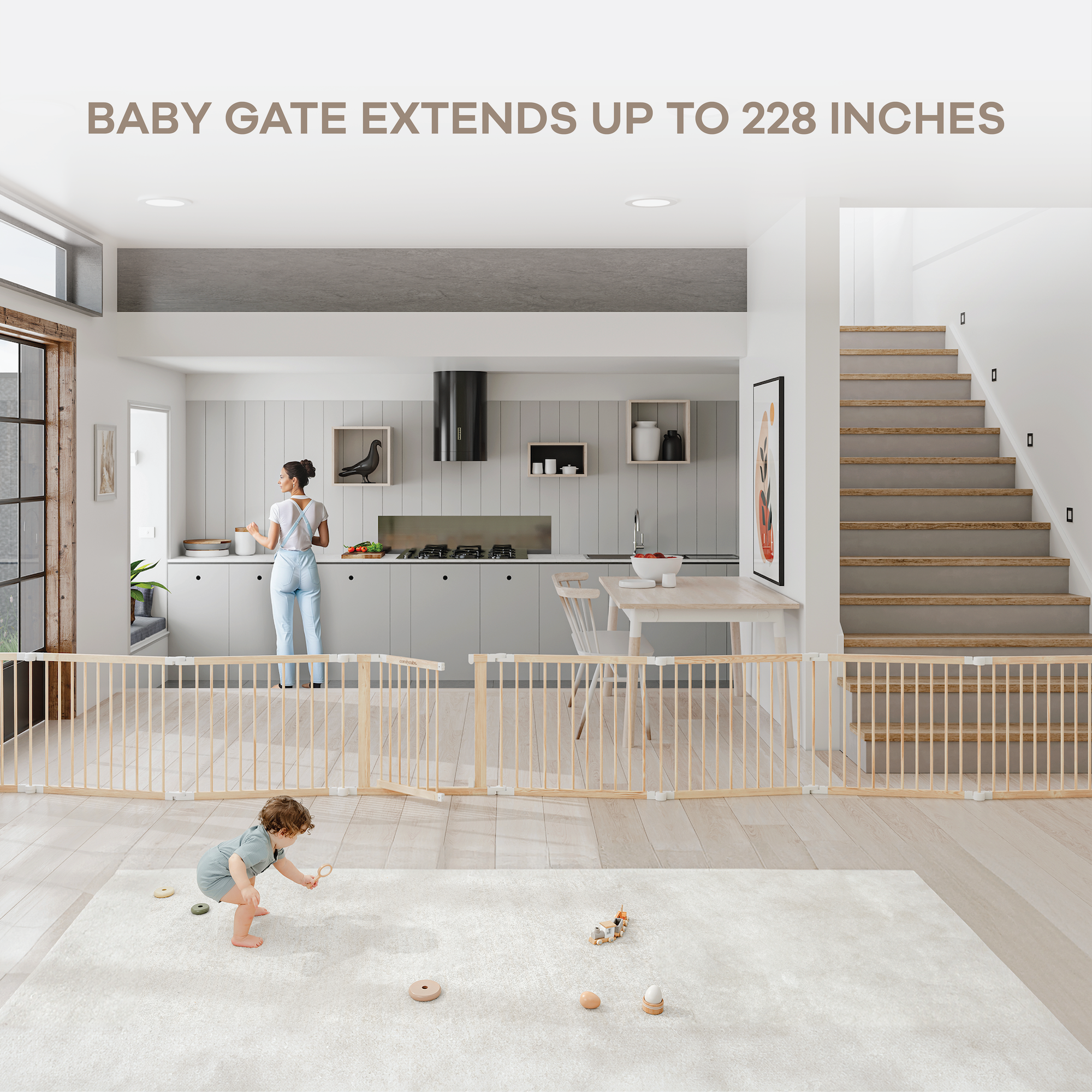 PlayPen & Gate - Natural Wood