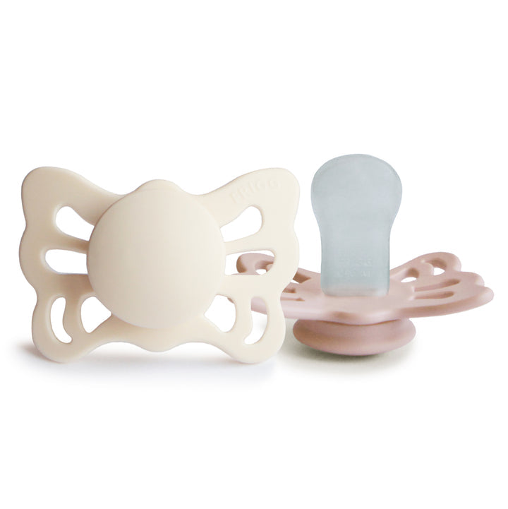 FRIGG Butterfly Anatomical Silicone Pacifier-2 Pack(Cream and Blush)