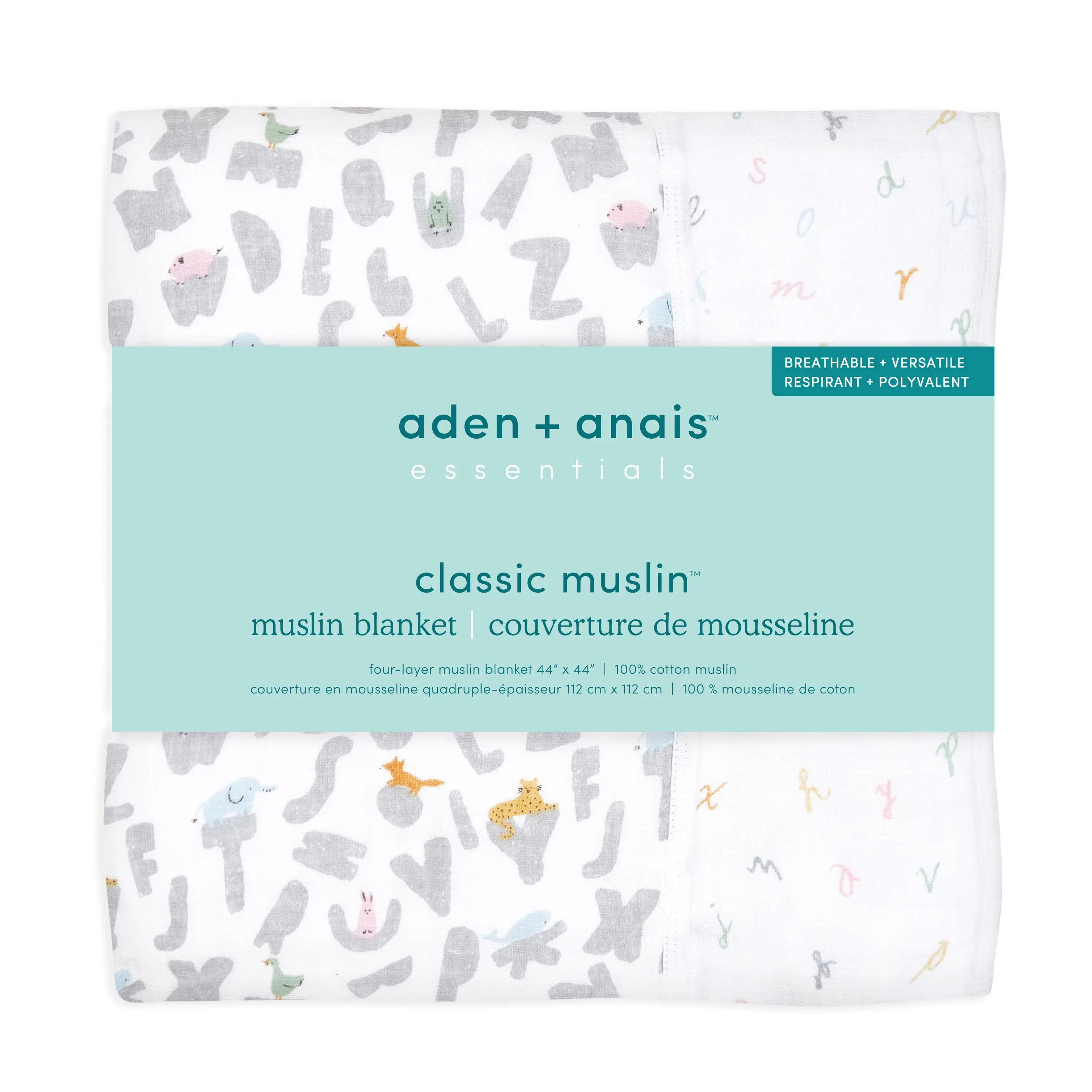 Aden + Anais Alphabet Animals Muslin Blanket