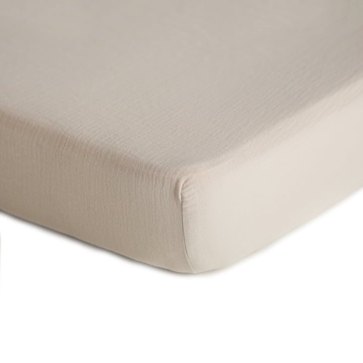 Mushie Extra Soft Muslin Crib Sheet-Fog