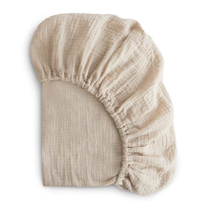 Mushie Extra Soft Muslin Crib Sheet-Fog