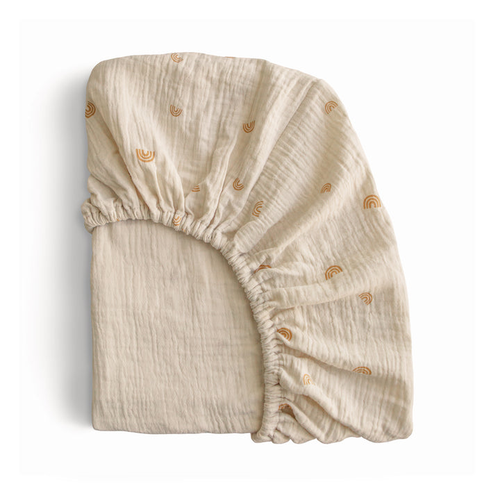 Mushie Extra Soft Muslin Crib Sheet- Rainbow