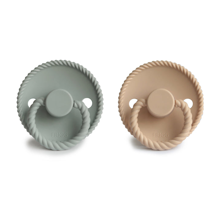 FRIGG Rope Silicone Pacifier-2 Pack Sage/Croissant