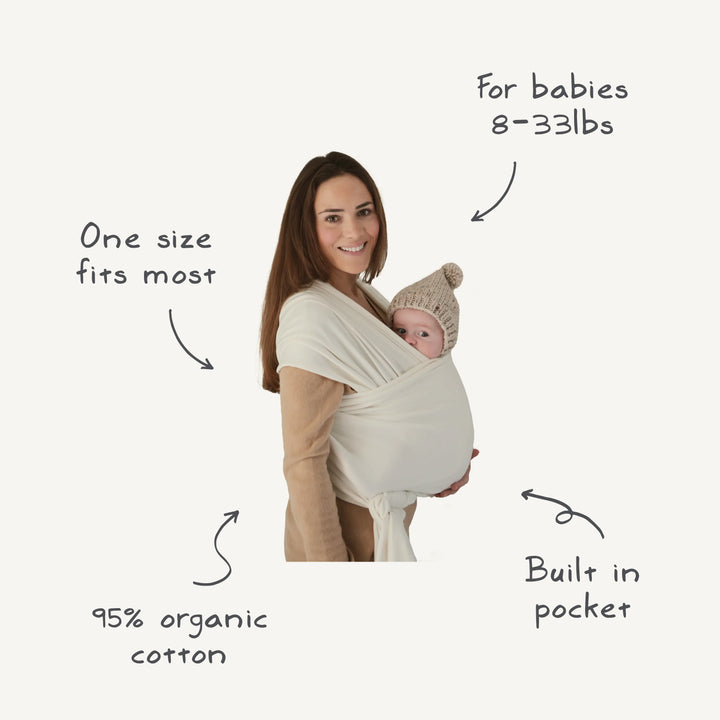 Mushie Organic Cotton Baby Wrap Carrier - Natural