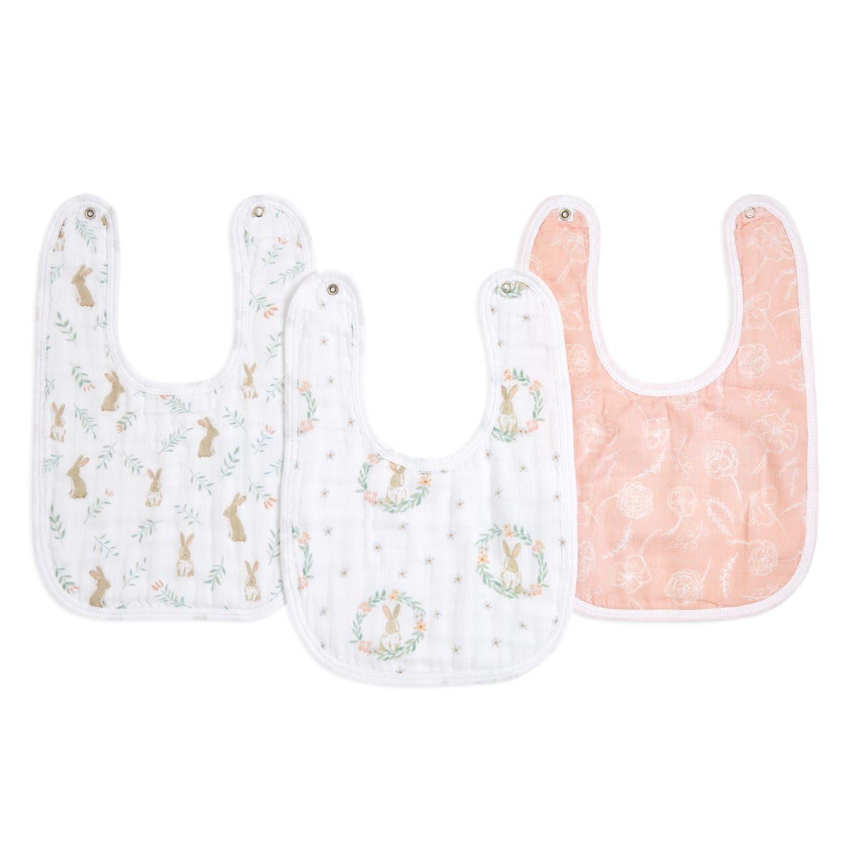 Aden + Anais Blushing Bunnies Snap Bibs - 3 Pack
