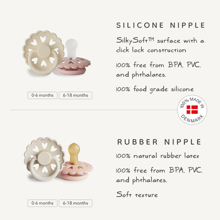 FRIGG Andersen Fairytale Natural Rubber Pacifier 2-Pack (Cream/Blush)