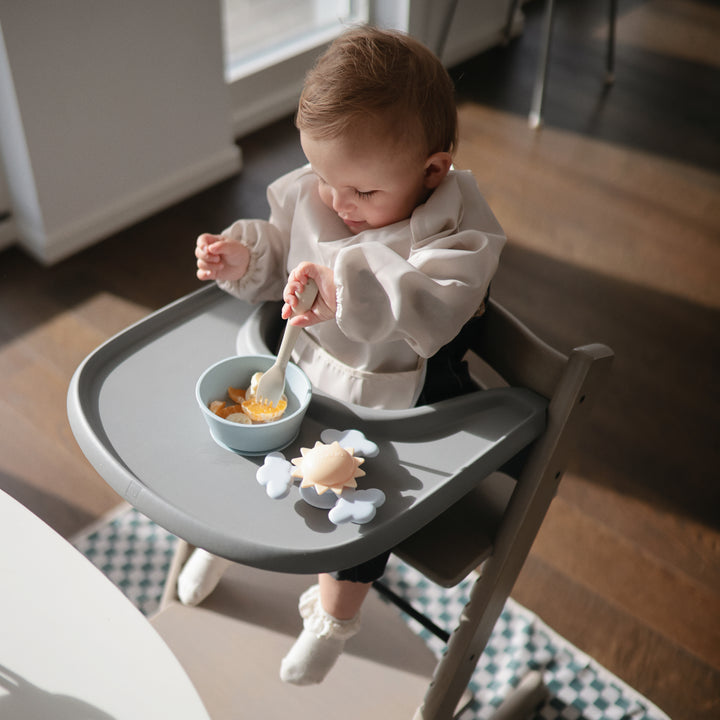 Mushie Long Sleeve Bib-Fog