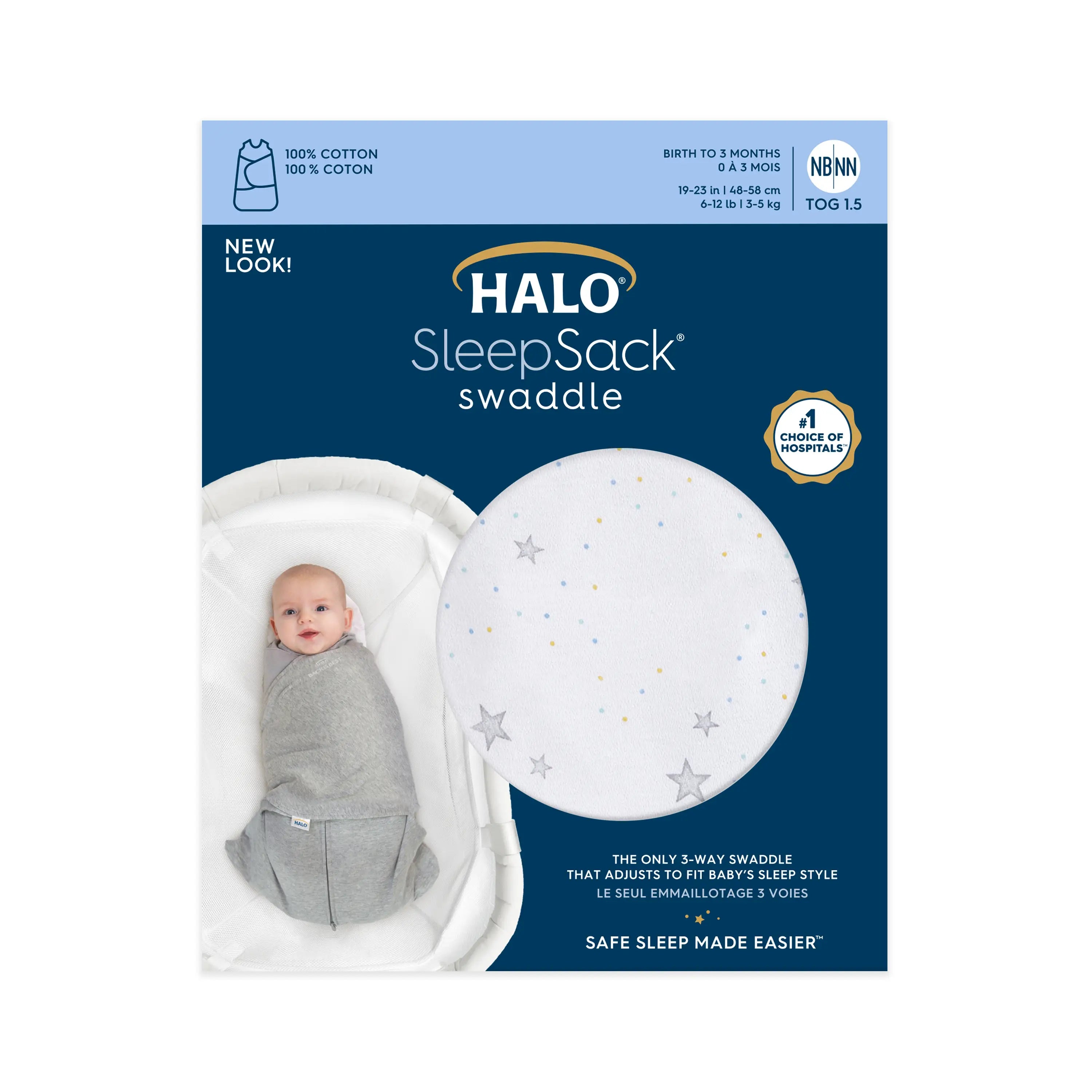 HALO Stardust 100% Cotton Sleepsack Swaddle - NB