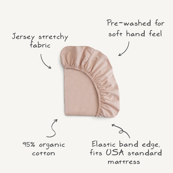 Mushie Organic Cotton Stretchy Crib Sheet- Natural