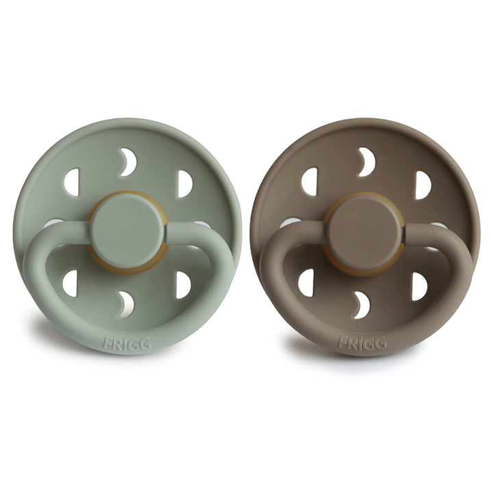 FRIGGS Moon Natural Rubber Pacifier-2 Pack(Sage/ Portobello)6-18 Months
