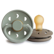 FRIGG Moon Natural Rubber Pacifier-2 Pack Sage/Portobello