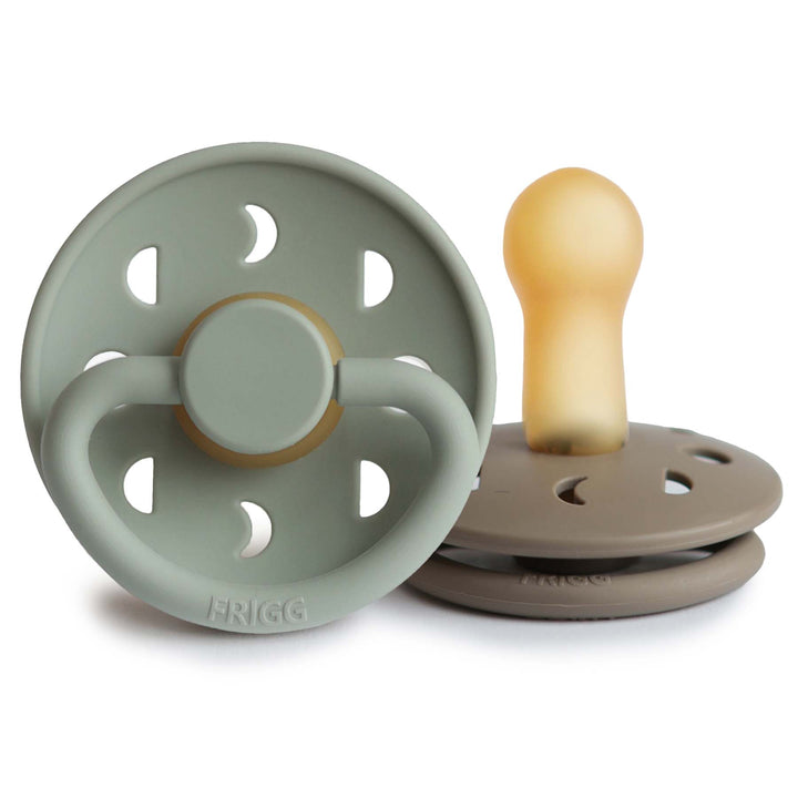 FRIGGS Moon Natural Rubber Pacifier-2 Pack(Sage/ Portobello)6-18 Months