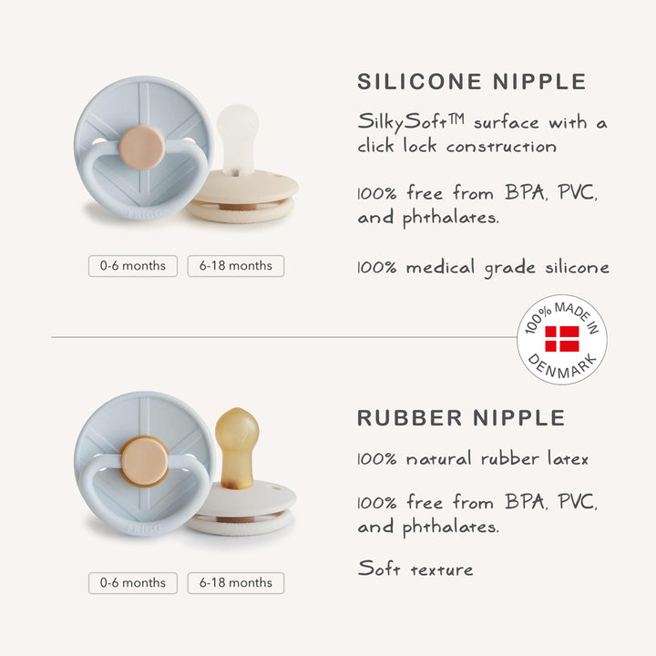 FRIGG Little Viking Natural Rubber Pacifier-2 Pack Sage/Cream